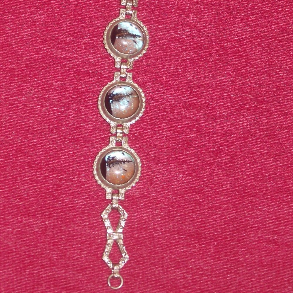 Vintage butterfly wing evergreen tree bracelet